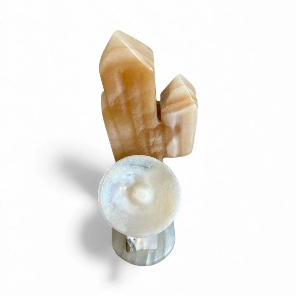 Vintage Onyx Alabaster Cactus Figure Bookend Southwestern‎ Mexican Folk Art